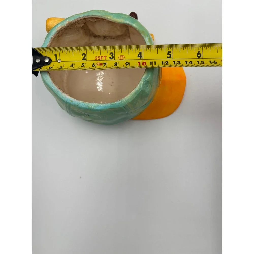 Vintage Japan Baseball Cap Ceramic Planter Teal Orange Glove‎ Bat 55-124